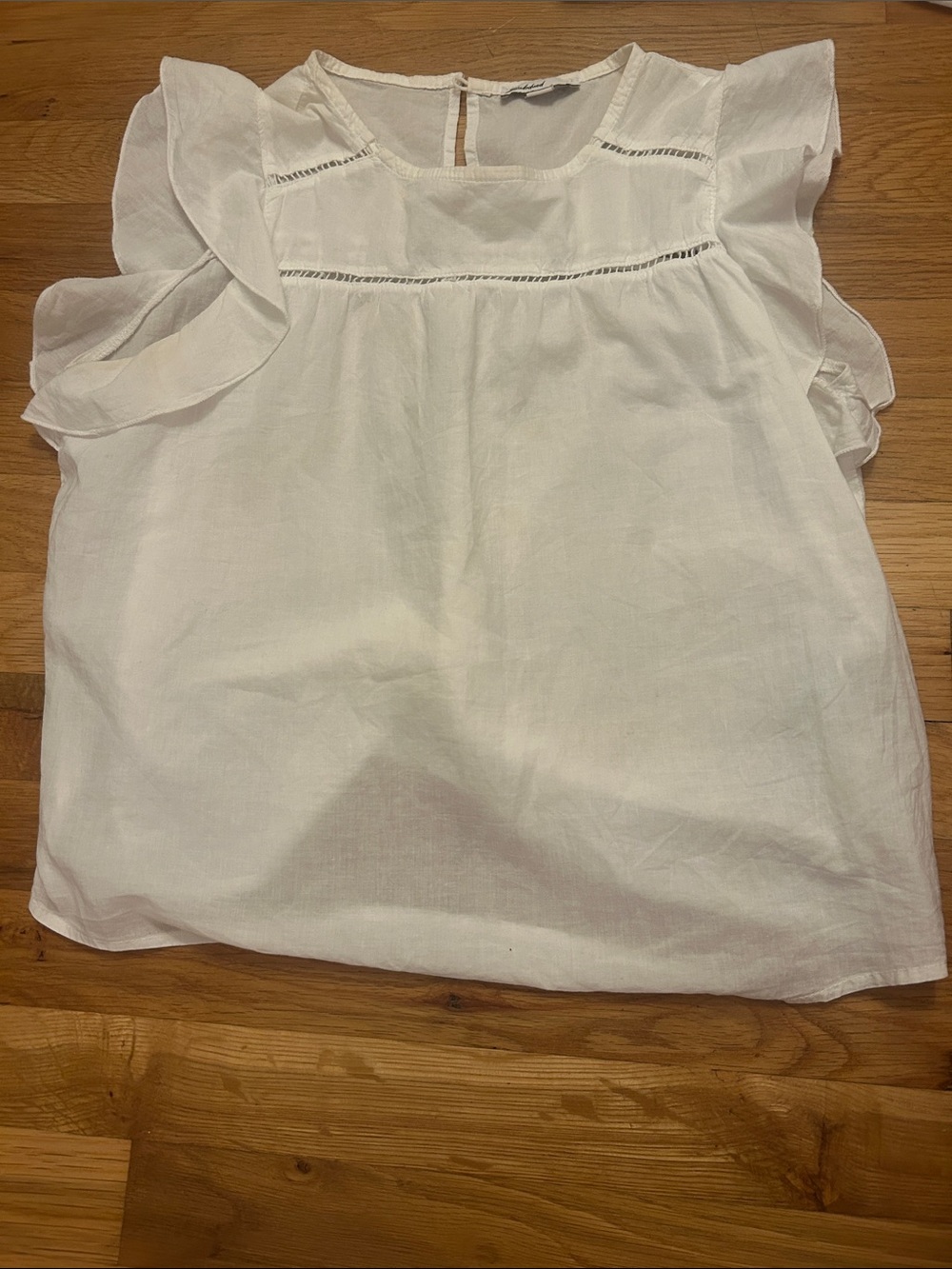 White Ruffle-Sleeve Tie-Back Blouse
